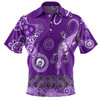 Australia Goanna Aboriginal Polo Shirt - Indigenous Dot Goanna (Purple) Polo Shirt