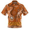 Australia Goanna Aboriginal Polo Shirt - Indigenous Dot Goanna (Orange) Polo Shirt
