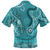 Australia Goanna Aboriginal Polo Shirt - Indigenous Dot Goanna (Teal Blue) Polo Shirt