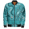 Australia Goanna Aboriginal Bomber Jacket - Indigenous Dot Goanna (Teal Blue) Bomber Jacket