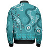 Australia Goanna Aboriginal Bomber Jacket - Indigenous Dot Goanna (Teal Blue) Bomber Jacket