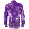 Australia Goanna Aboriginal Long Sleeve Shirt - Indigenous Dot Goanna (Purple) Long Sleeve Shirt