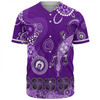 Australia Goanna Aboriginal Baseball Shirt - Indigenous Dot Goanna (Purple) Baseball Shirt