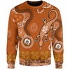 Australia Goanna Aboriginal Sweatshirt - Indigenous Dot Goanna (Orange) Sweatshirt