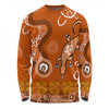 Australia Goanna Aboriginal Long Sleeve T-shirt - Indigenous Dot Goanna (Orange) Long Sleeve T-shirt