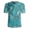 Australia Goanna Aboriginal Rugby Jersey - Indigenous Dot Goanna (Teal Blue) Rugby Jersey