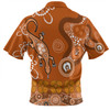 Australia Goanna Aboriginal Zip Polo Shirt - Indigenous Dot Goanna (Orange) Zip Polo Shirt