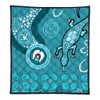 Australia Goanna Aboriginal Quilt - Indigenous Dot Goanna (Teal Blue) Quilt