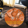 Australia Goanna Aboriginal Round Rug - Indigenous Dot Goanna (Orange) Round Rug