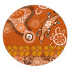 Australia Goanna Aboriginal Round Rug - Indigenous Dot Goanna (Orange) Round Rug