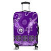 Australia Goanna Aboriginal Luggage Cover - Indigenous Dot Goanna (Purple) Luggage Cover
