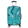 Australia Goanna Aboriginal Luggage Cover - Indigenous Dot Goanna (Teal Blue) Luggage Cover