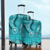 Australia Goanna Aboriginal Luggage Cover - Indigenous Dot Goanna (Teal Blue) Luggage Cover