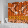 Australia Goanna Aboriginal Shower Curtain - Indigenous Dot Goanna (Orange) Shower Curtain