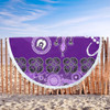 Australia Goanna Aboriginal Beach Blanket - Indigenous Dot Goanna (Purple) Beach Blanket