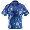 Australia Turtles Aboriginal Polo Shirt - Indigenous Dot Turtles In The Ocean (Blue) Polo Shirt