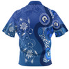 Australia Turtles Aboriginal Polo Shirt - Indigenous Dot Turtles In The Ocean (Blue) Polo Shirt