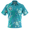 Australia Turtles Aboriginal Polo Shirt - Indigenous Dot Turtles In The Ocean (Sapphire) Polo Shirt