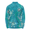 Australia Turtles Aboriginal Long Sleeve Polo Shirt - Indigenous Dot Turtles In The Ocean (Turquoise) Long Sleeve Polo Shirt