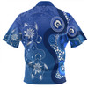 Australia Turtles Aboriginal Zip Polo Shirt - Indigenous Dot Turtles In The Ocean (Blue) Zip Polo Shirt