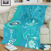 Australia Turtles Aboriginal Blanket - Indigenous Dot Turtles In The Ocean (Turquoise) Blanket