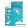 Australia Turtles Aboriginal Blanket - Indigenous Dot Turtles In The Ocean (Turquoise) Blanket
