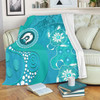 Australia Turtles Aboriginal Blanket - Indigenous Dot Turtles In The Ocean (Turquoise) Blanket