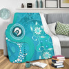 Australia Turtles Aboriginal Blanket - Indigenous Dot Turtles In The Ocean (Turquoise) Blanket