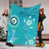 Australia Turtles Aboriginal Blanket - Indigenous Dot Turtles In The Ocean (Turquoise) Blanket