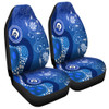 Australia Turtles Aboriginal Car Seat Cover - Indigenous Dot Turtles In The Ocean (Blue) Car Seat Cover