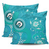 Australia Turtles Aboriginal Pillow Cases - Indigenous Dot Turtles In The Ocean (Turquoise) Pillow Cases
