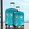 Australia Turtles Aboriginal Luggage Cover - Indigenous Dot Turtles In The Ocean (Turquoise) Luggage Cover