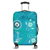 Australia Turtles Aboriginal Luggage Cover - Indigenous Dot Turtles In The Ocean (Sapphire) Luggage Cover