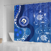 Australia Turtles Aboriginal Shower Curtain - Indigenous Dot Turtles In The Ocean (Blue) Shower Curtain