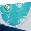 Australia Turtles Aboriginal Beach Blanket - Indigenous Dot Turtles In The Ocean (Sapphire) Beach Blanket