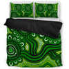 Australia Aboriginal Bedding Set - Dot Patterns From Indigenous Australian Culture (Green) Bedding Set