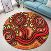 Australia Aboriginal Round Rug - Dot Patterns From Indigenous Australian Culture (Orange) Round Rug