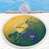 Australia Australia Day Beach Blanket - Australia Coat Of Arms Kangaroo And Koala Sign Beach Blanket