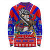 Newcastle Knights Christmas Custom Long Sleeve T-shirt - Newcastle Knights Santa Aussie Big Things Long Sleeve T-shirt