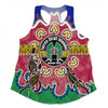 Australia Torres Strait Islands Custom Women Racerback Singlet - Torres Strait Islanders Dhari With Goannas And Dot Art Reunion Women Racerback Singlet