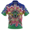 Australia Torres Strait Islands Custom Zip Polo Shirt - Torres Strait Islanders Dhari With Goannas And Dot Art Reunion Zip Polo Shirt