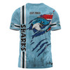 Cronulla-Sutherland Sharks T-Shirt - Happy Australia Day Flag Scratch Style