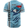 Cronulla-Sutherland Sharks Baseball Shirt - Happy Australia Day Flag Scratch Style