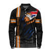 Wests Tigers Long Sleeve Polo Shirt - Happy Australia Day Flag Scratch Style