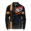 Wests Tigers Long Sleeve Polo Shirt - Happy Australia Day Flag Scratch Style
