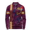 Brisbane Broncos Long Sleeve Polo Shirt - Happy Australia Day Flag Scratch Style