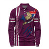 Queensland Maroons Long Sleeve Polo Shirt - Happy Australia Day Flag Scratch Style