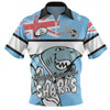 Cronulla-Sutherland Sharks Zip Polo Shirt - Happy Australia Day We Are One And Free