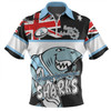 Cronulla-Sutherland Sharks Zip Polo Shirt - Happy Australia Day We Are One And Free V2