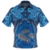 Australia Aboriginal Custom Polo Shirt - Blue Aboriginal Dot With Fish Personalised Photo Polo Shirt